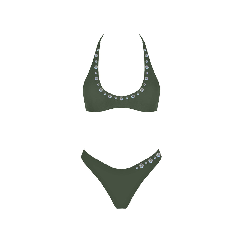 Sunset Club Bikini Set: GREEN / S-M-L(3-2-1)