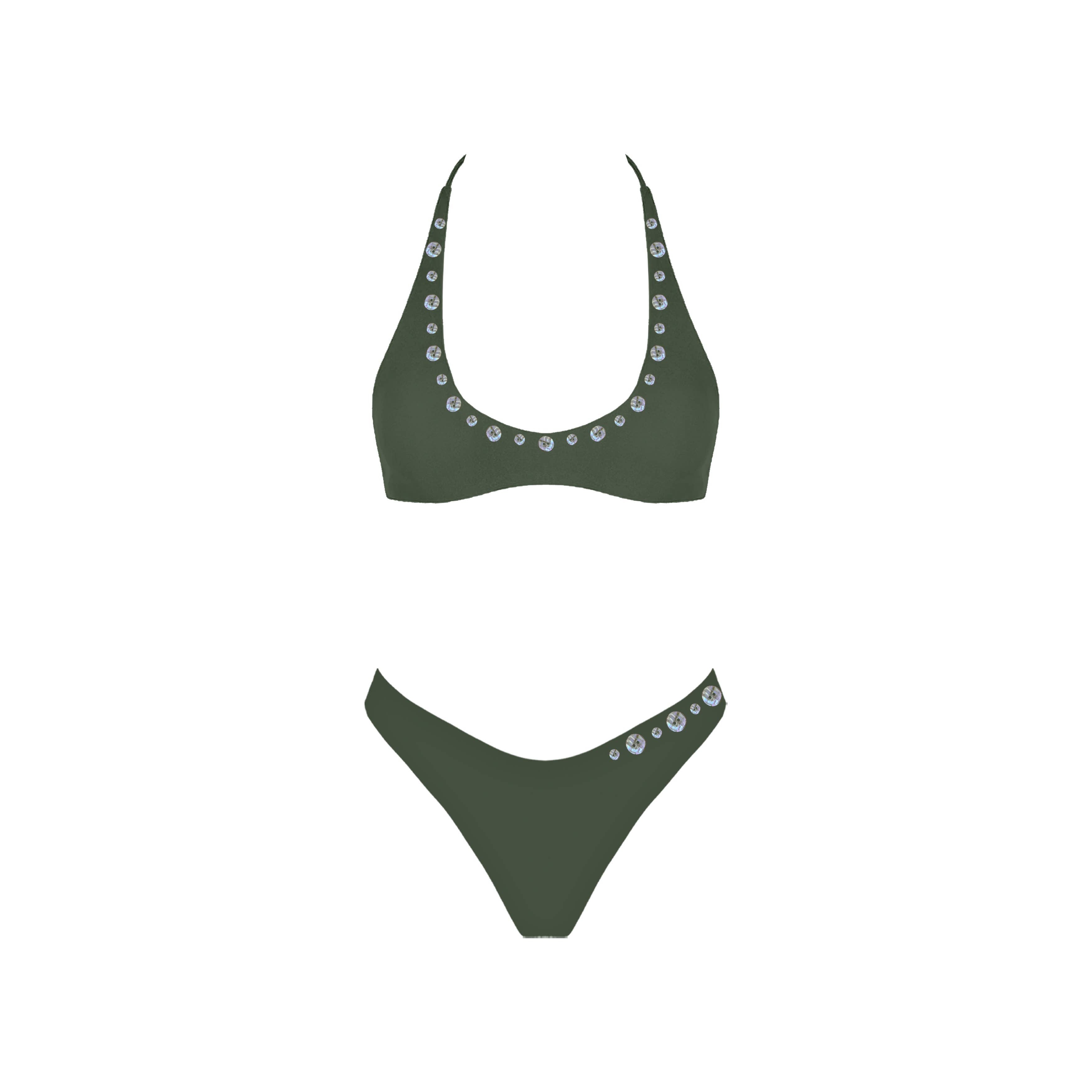 Sunset Club Bikini Set: GREEN / S-M-L(3-2-1)